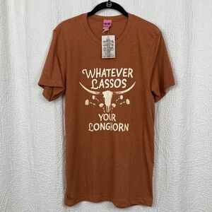 Ali-Dee “Whatever Lassos Your Longhorn”Graphic T-Shirt for Women sz Medium NWT